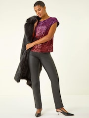 Roman Pink Ombre Sequin Tunic Top - Image 4 of 5