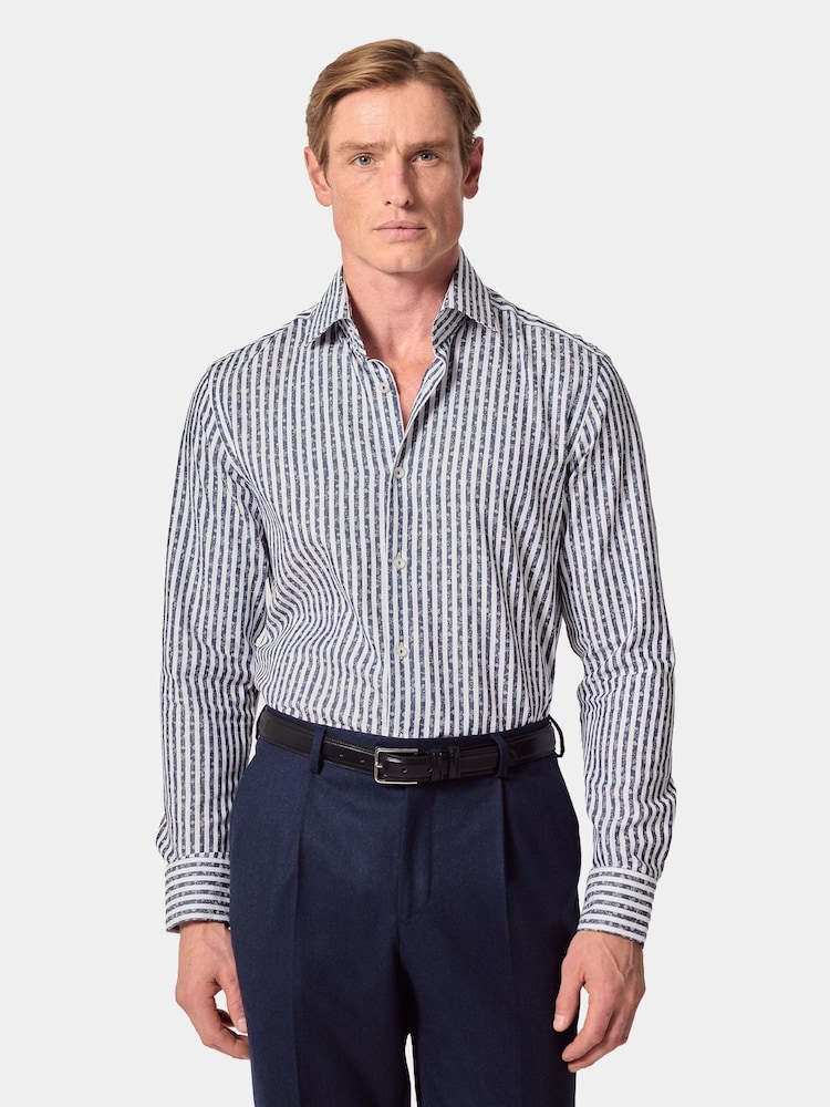 Hawes & Curtis Blue Stripe Jacquard Shirt - Image 1 of 4