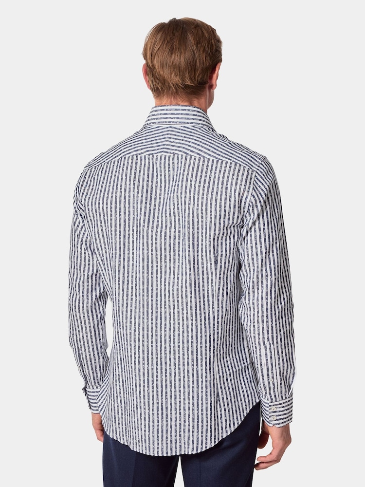Hawes & Curtis Blue Stripe Jacquard Shirt - Image 2 of 4