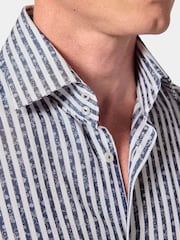 Hawes & Curtis Blue Stripe Jacquard Shirt - Image 3 of 4