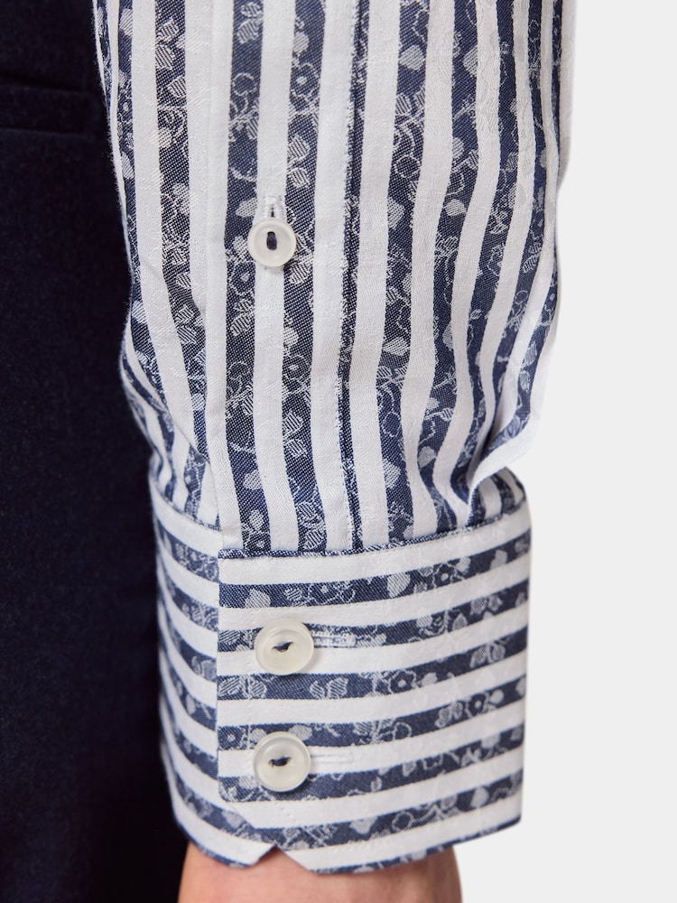 Hawes & Curtis Blue Stripe Jacquard Shirt - Image 4 of 4