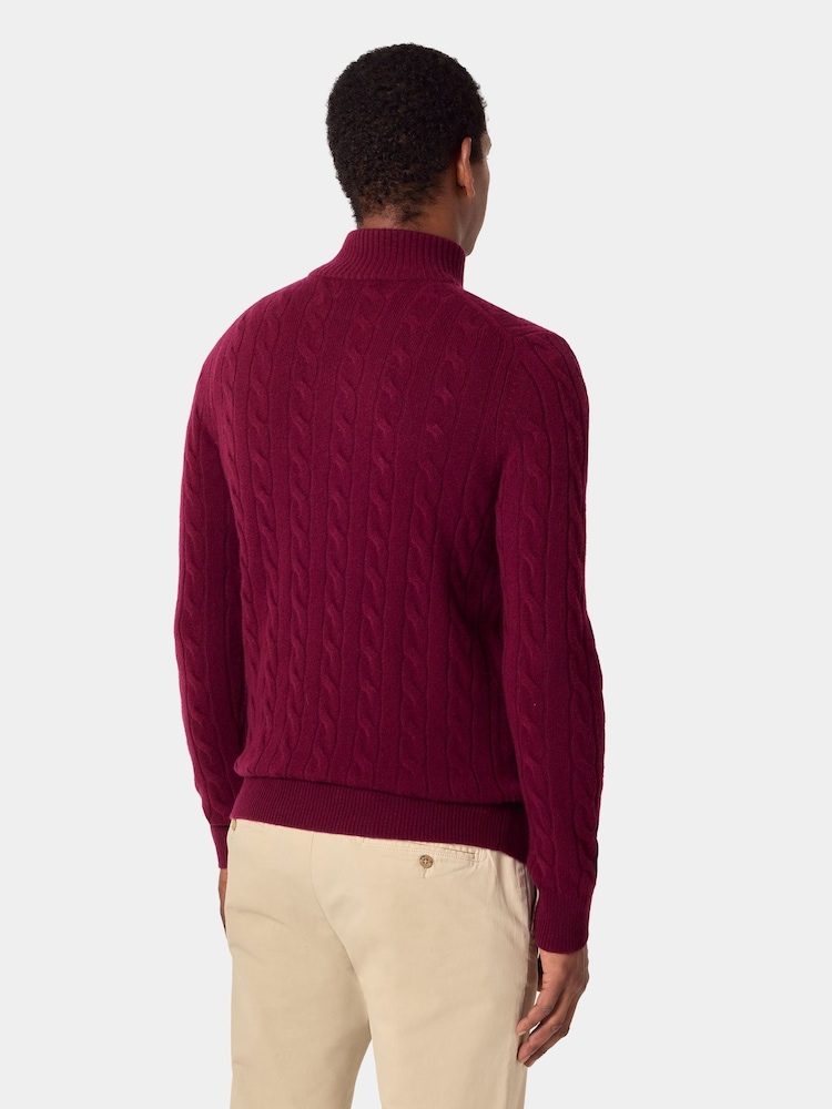 Hawes & Curtis Green Cable 1/2 Zip Jumper - Image 2 of 4 Hawes & Curtis Green Cable 1/2 Zip Jumper - Image 2 of 4