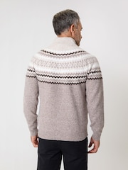 rjava - Saltwell Fairisle Knitted Quarter Zip Jumper - Slika 2 iz 4