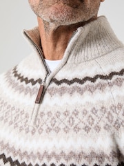 rjava - Saltwell Fairisle Knitted Quarter Zip Jumper - Slika 4 iz 4