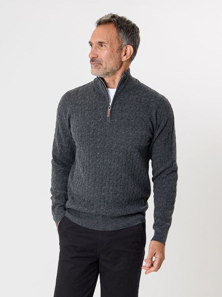 Saltwell Mock T-Shirt Quarter Zip Cable Knit Jumper - Image 1 of 4 Saltwell Mock T-Shirt Quarter Zip Cable Knit Jumper - Image 1 of 4