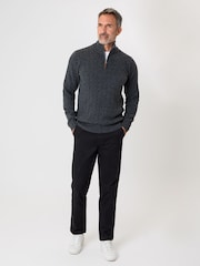 Saltwell Mock T-Shirt Quarter Zip Cable Knit Jumper - Image 3 of 4