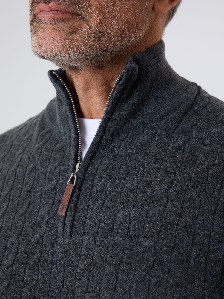 Saltwell Mock T-Shirt Quarter Zip Cable Knit Jumper - Image 4 of 4 Saltwell Mock T-Shirt Quarter Zip Cable Knit Jumper - Image 4 of 4