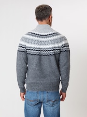 siva - Saltwell Fairisle Knitted Quarter Zip Jumper - Slika 2 iz 4