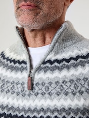 siva - Saltwell Fairisle Knitted Quarter Zip Jumper - Slika 4 iz 4