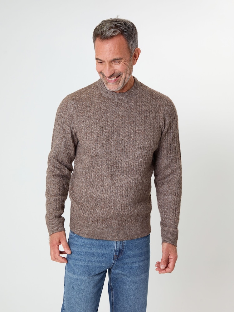Saltwell Cable Knit Crew Neck Brown Jumper - Image 1 of 4 Saltwell Cable Knit Crew Neck Brown Jumper - Image 1 of 4