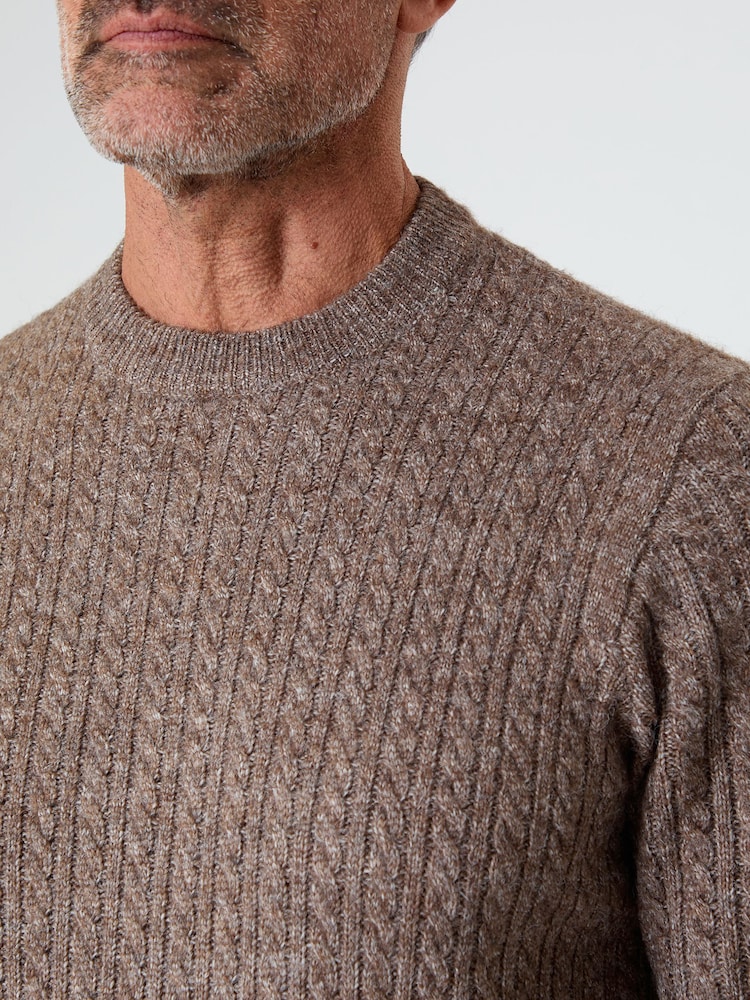 Saltwell Cable Knit Crew Neck Brown Jumper - Image 4 of 4 Saltwell Cable Knit Crew Neck Brown Jumper - Image 4 of 4