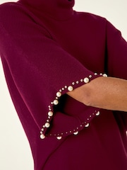 Roman Red Pearl Embellished Knit Jumper - Image 5 of 5