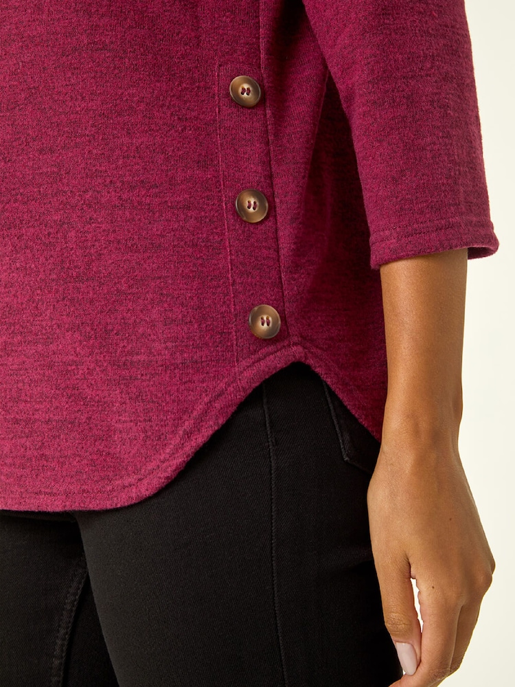 Roman Purple Curved Hem Stretch Blouse - Image 5 of 5 Roman Purple Curved Hem Stretch Blouse - Image 5 of 5