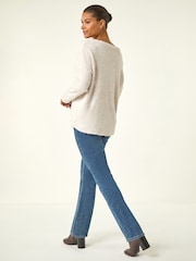 Roman Natural Soft Touch Textured Stretch Tunic Top - Image 3 of 5