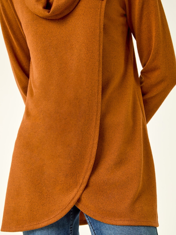 Roman Orange Wrap Front Cowl Neck Top - Image 5 of 5 Roman Orange Wrap Front Cowl Neck Top - Image 5 of 5