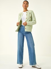 Roman Green Embroidered Floral Knit Cardigan - Image 2 of 4