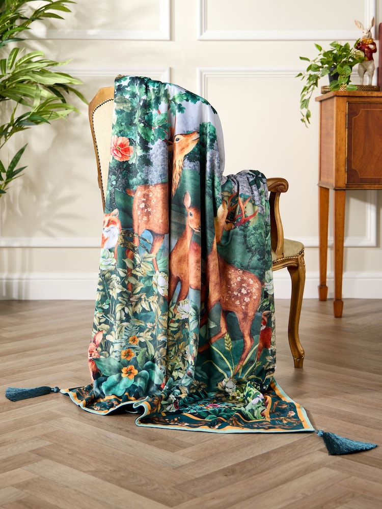 Joe Browns Green Forest Oasis Fleece Throw - Image 1 of 5 Joe Browns Green Forest Oasis Fleece Throw - Image 1 of 5