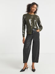 Joanna Hope Green Sequin Knitted Cardigan - Image 1 of 4
