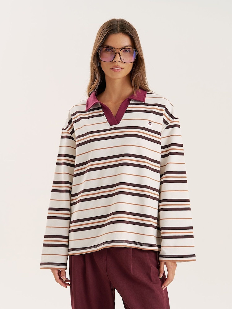 4th & Reckless Brown Hailey Rugby T-Shirt - Image 1 of 5 4th & Reckless Brown Hailey Rugby T-Shirt - Image 1 of 5