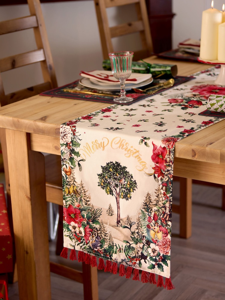 Joe Browns Cream Twelve Tidings Of Christmas Table Runner - Image 1 of 3