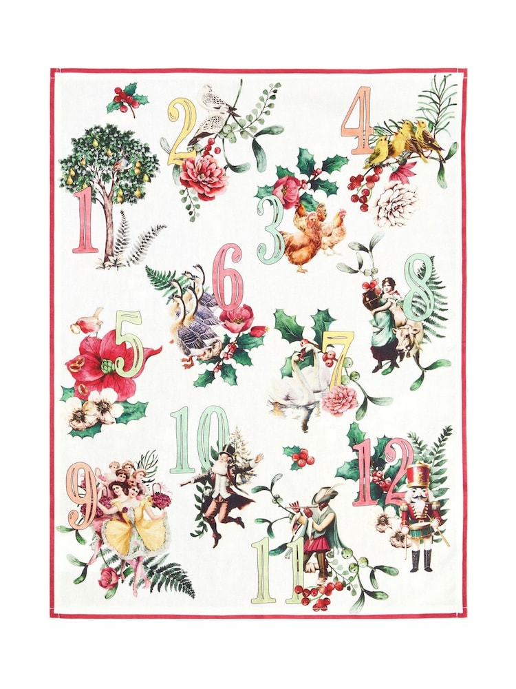 Joe Browns 3 Pack Green Twelve Tidings Of Christmas Tea Towels - Image 6 of 6 Joe Browns 3 Pack Green Twelve Tidings Of Christmas Tea Towels - Image 6 of 6