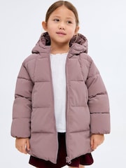 Mango Purple Long Hooded Padded Anorak - Image 1 of 6