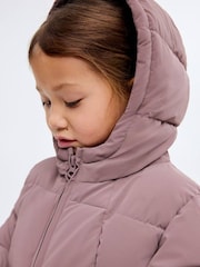 Mango Purple Long Hooded Padded Anorak - Image 3 of 6