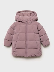 Mango Purple Long Hooded Padded Anorak - Image 5 of 6