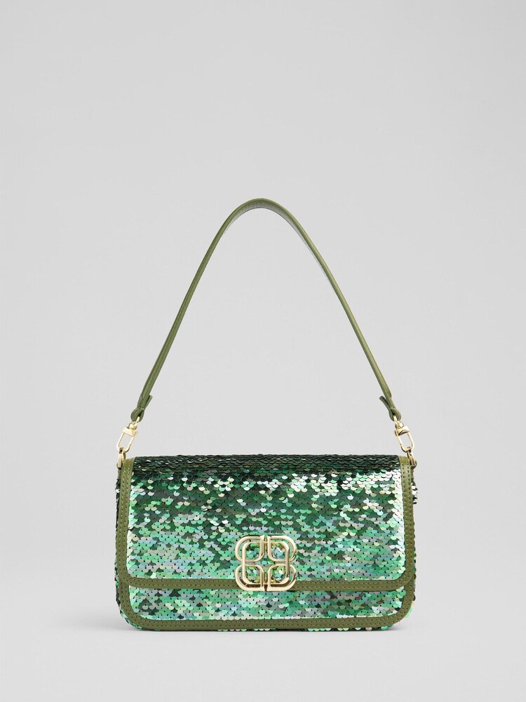 LK Bennett Green Zoe Trim Cross-Body Bag - Image 1 of 3