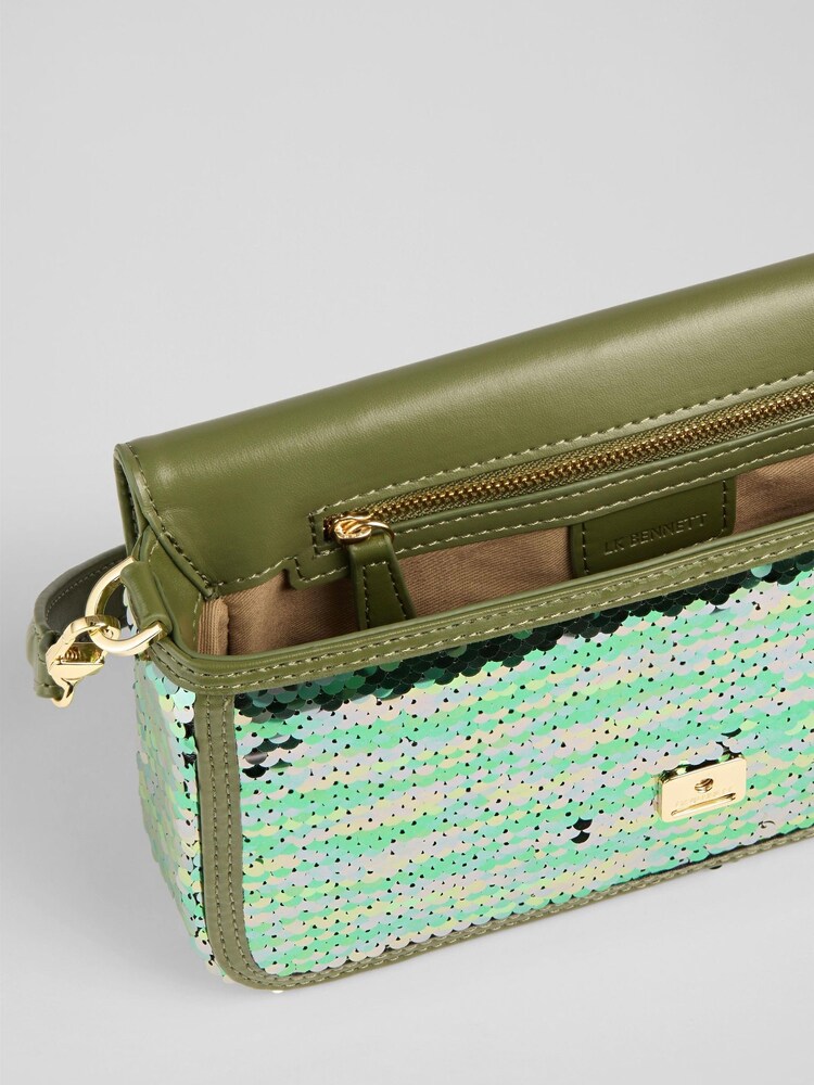 LK Bennett Green Zoe Trim Cross-Body Bag - Image 3 of 3