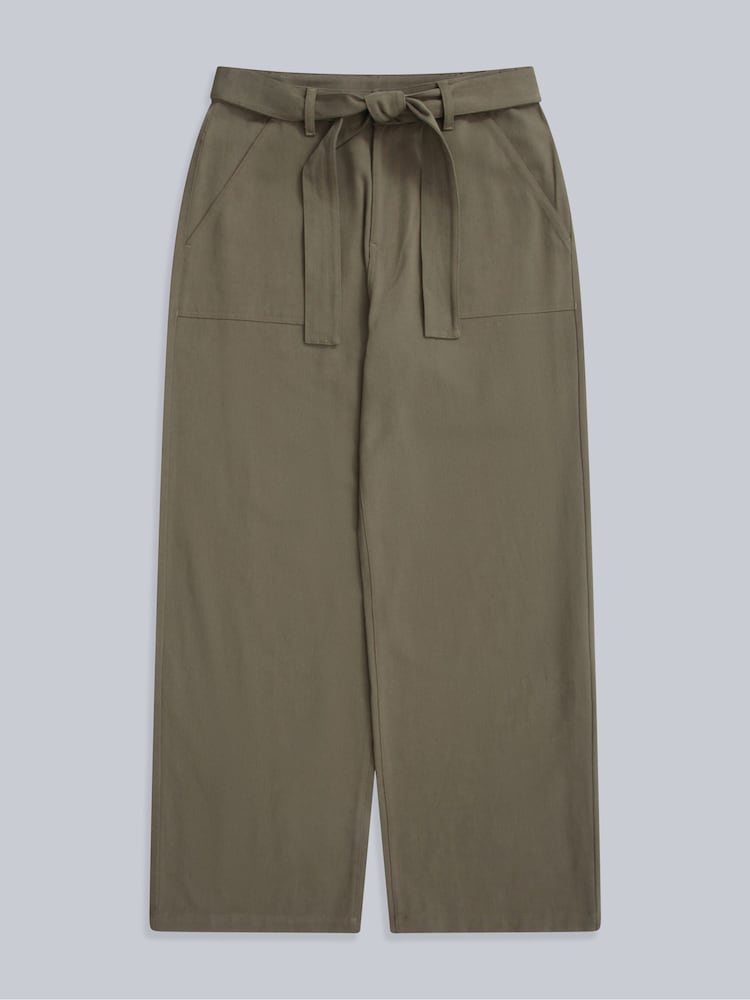 Animal Green High Waisted Straight Leg Trousers - Image 1 of 5 Animal Green High Waisted Straight Leg Trousers - Image 1 of 5