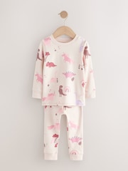 Pink/Cream Dino Snuggle Pyjamas 3 Pack (9mths-10yrs) - Image 4 of 7
