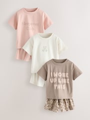 Brown/Cream Short Pyjamas 3 Pack (9mths-16yrs) - Image 1 of 7