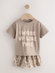 Brown/Cream Short Pyjamas 3 Pack (9mths-16yrs) - Image 4 of 7