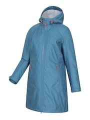 Mountain Warehouse Blue Lona  Borg Lined Longline Soft Shell Coat - Image 4 of 6