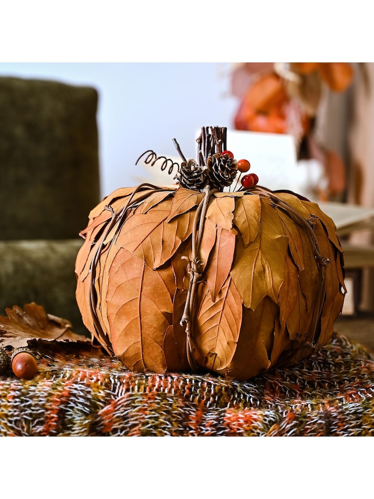 Country Living Orange Leaves Pumpkin - Image 1 of 3 Country Living Orange Leaves Pumpkin - Image 1 of 3