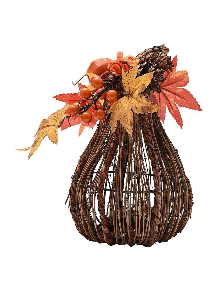 Country Living Orange Handmade Rattan Tall Pumpkin Decoration - Image 2 of 4 Country Living Orange Handmade Rattan Tall Pumpkin Decoration - Image 2 of 4