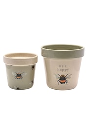 Country Living Set of 2 Green Bees Planters - Image 1 of 3