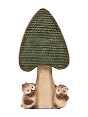 Country Living Green 2 Owls With A Mushroom Ornament - Image 1 of 4