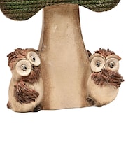 Country Living Green 2 Owls With A Mushroom Ornament - Image 4 of 4