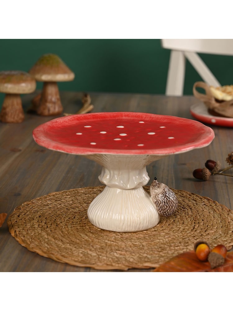 Country Living Red Toadstool & Hedgehog Cake Stand - Image 1 of 5 Country Living Red Toadstool & Hedgehog Cake Stand - Image 1 of 5