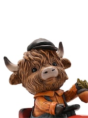 Country Living Brown Highland Cow on Tractor Ornament - Image 5 of 5