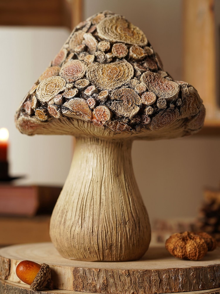 Country Living Brown Wood Effect Charm Mushroom with Log - Image 1 of 3 Country Living Brown Wood Effect Charm Mushroom with Log - Image 1 of 3