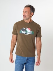 Saltwell Green Peached Cotton Graphic Print T-Shirt - Image 1 of 4