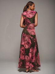 Jolie Moi Red Multiway Neckline Mesh Maxi Dress - Image 3 of 6