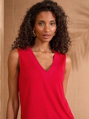 Love & Roses X3 Navy Blue, Red and Stripe V-Neck Chiffon Trim Jersey Vests Multipack - Image 6 of 8