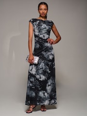 Schwarz - Jolie Moi Multiway Neckline Mesh Maxi Dress - Bild 1 von 6