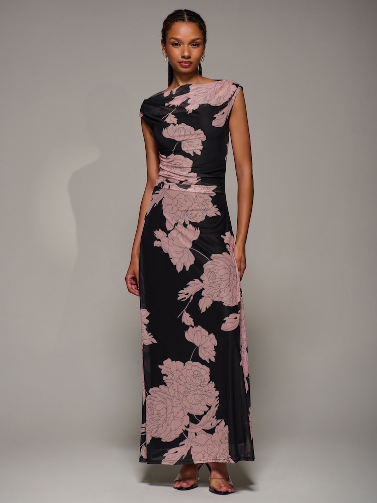Jolie Moi Pink Multiway Neckline Mesh Maxi Dress - Image 2 of 6 Jolie Moi Pink Multiway Neckline Mesh Maxi Dress - Image 2 of 6
