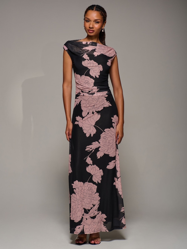 Jolie Moi Pink Multiway Neckline Mesh Maxi Dress - Image 6 of 6 Jolie Moi Pink Multiway Neckline Mesh Maxi Dress - Image 6 of 6