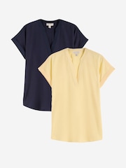 Love & Roses Navy Blue and Yellow X2 Notch Neck Jersey T-Shirts Multipack - Image 1 of 7